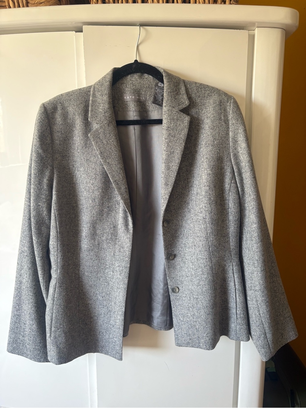 Kate Hill Light Grey Tailored Wool-Blend Blazer